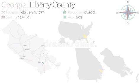 Map of Liberty County in Georgia Stock Vector - Illustration of seat ...