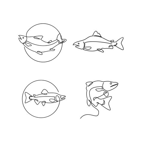 Salmon Fish single continuous illustration 36177030 Vector Art at Vecteezy