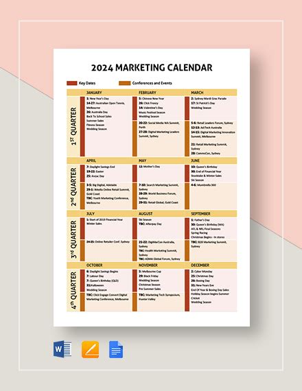 Marketing Calendar Template - 30+ Excel, PDF Documents Download