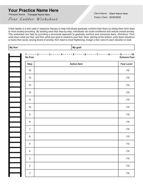 Fear Ladder Worksheet PDF