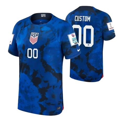 Custom USMNT National Team 2022 World Cup Blue Away Jersey - Heretro.com