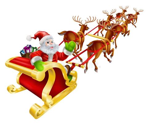 Christmas Santa Claus Flying In Sleigh Stock Vector - Illustration of christmas, father: 33509396