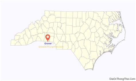 Map of Grover town, North Carolina