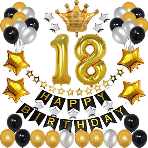Buy 18th Birthday Decorations for Men Boy Women Girl,Black and Gold ...