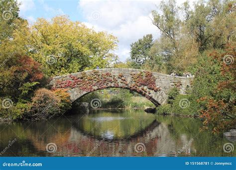 Gapstow Bridge in Central Park Stock Image - Image of bridge, cloudy ...