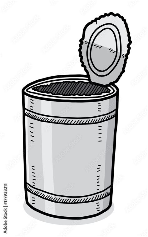 tin can waste / cartoon vector and illustration, hand drawn style, grayscale, isolated on white ...