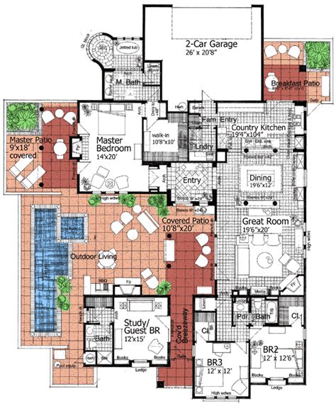 Plan W12516RS: Southwest, Corner Lot House Plans & Home Designs ...