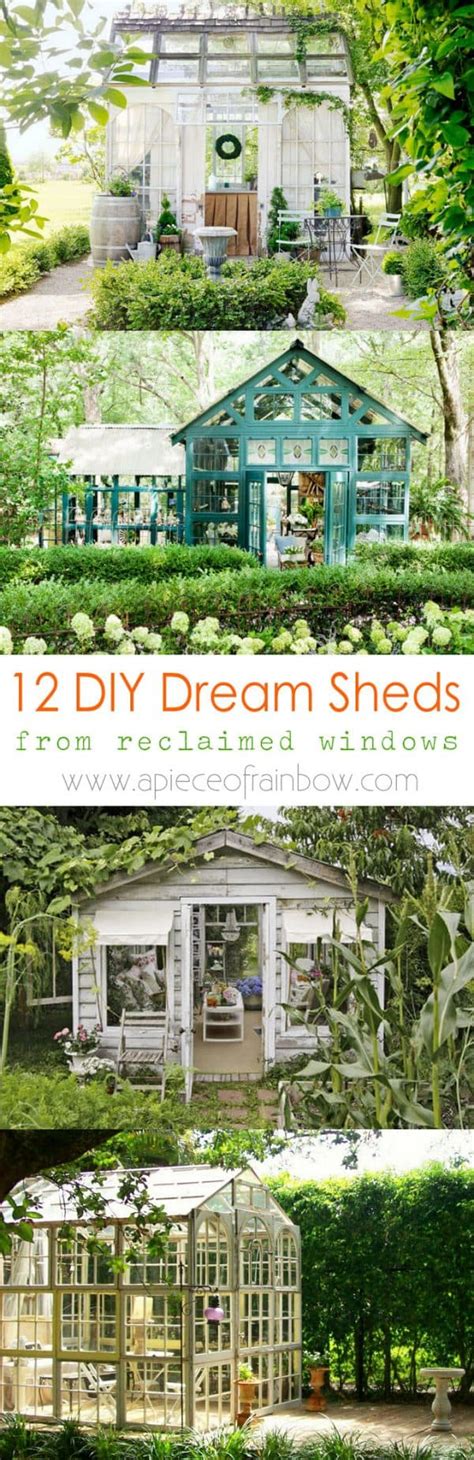 12 Most Beautiful DIY Shed Ideas with Reclaimed Windows - A Piece Of Rainbow