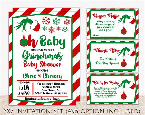 Grinch Baby Shower Invitation Set, Grinchmas Baby Shower Invite, Grinch ...