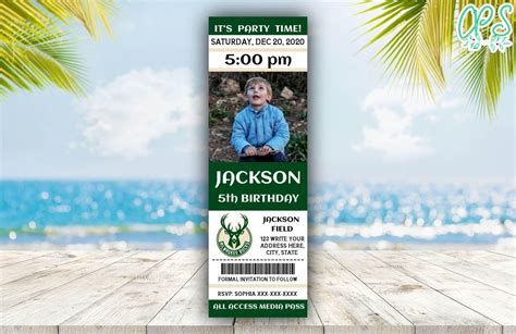 Milwaukee Bucks Birthday Ticket With Photo Invitation DIY ...