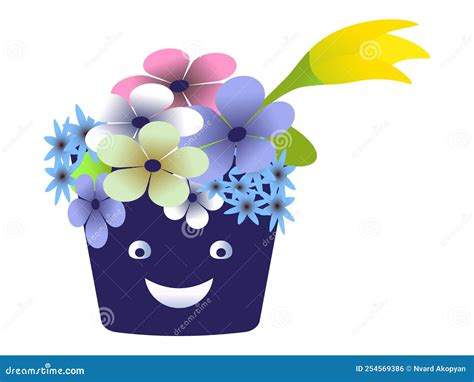 Floral Arrangement with Yellow Tulip Stock Vector - Illustration of ...