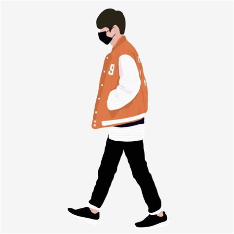 Boy Walking Clipart Hd PNG, Cartoon Walking Boy, Boy Clipart, Wearing A Mask, Boy PNG Image For ...