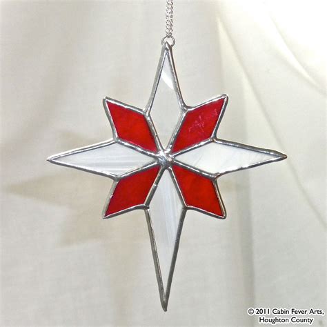 RED STAR in Stained Glass Christmas Tree Ornament Gift