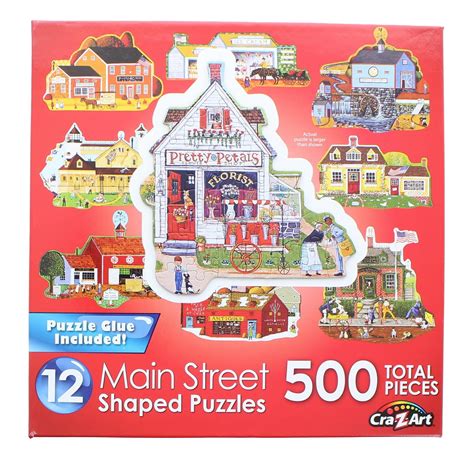 Main Street | 12 Mini Shaped Jigsaw Puzzles | 500 Color Coded Pieces ...