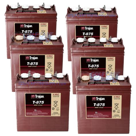 Trojan 8-Volt Golf Cart Batteries T-875 (6-Pack, 48V) | Free shipping