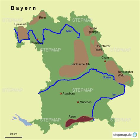 StepMap - 10 Bayern Gebirge - Landkarte für Deutschland