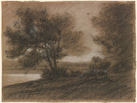 Attributed to Jean-Baptiste-Camille Corot | Two Cows by a River | Drawings Online | The Morgan ...