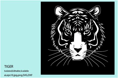 Tiger Head Black and White Graphic by Karya Langit · Creative Fabrica