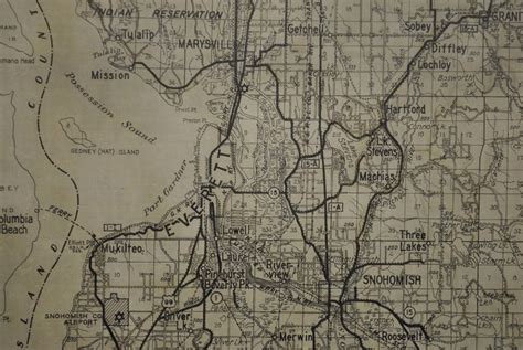 Snohomish County, Washington circa 1940’s - Kroll Antique Maps