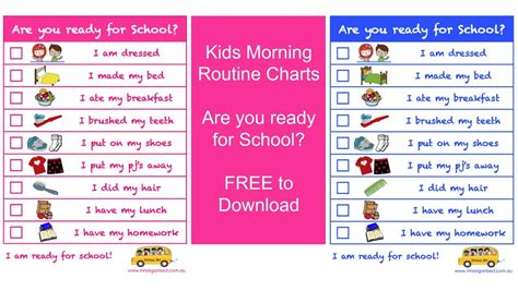 Kids Morning Routine Charts … Are you Ready for School? … Free to ...