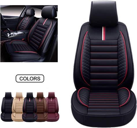 Black, OS-001 Front Pair OASIS AUTO Leather Car Seat Covers Faux Leatherette Automotive Vehicle ...