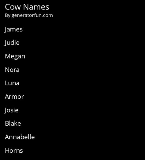 Cow Name Generator - Generate a Random Cow Name