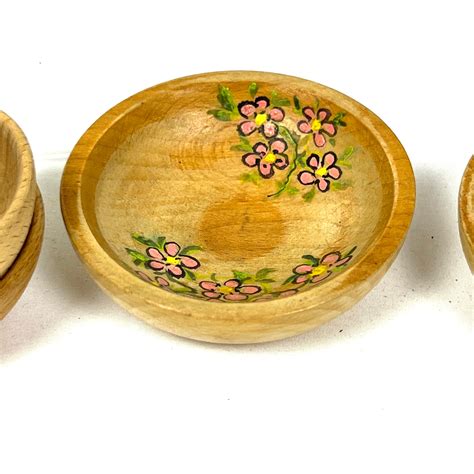 Vintage Set of 4 Wooden Small Bowls Beech Wooden Bowls 2 - Etsy