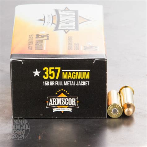 357 Magnum Full Metal Jacket (FMJ) Ammo for Sale by Armscor - 50 Rounds