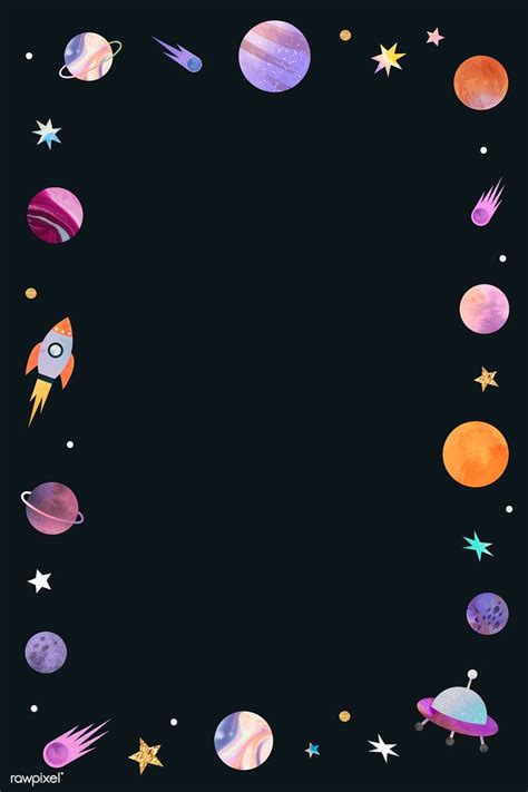 Download premium vector of Colorful galaxy watercolor doodle frame on black background vector by ...