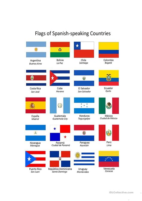 Flags of Spanish-speaking Countries - English ESL Worksheets for ...