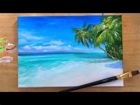 ACRYLIC PAINTING TUTORIAL | HOW TO PAINT A TROPICAL BEACH🌴 STEP by STEP🌴🎨 - YouTube