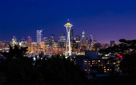 Download Light Night City Space Needle Man Made Seattle 4k Ultra HD ...