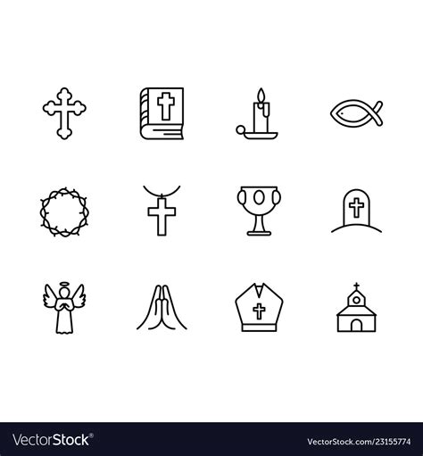 Basic rgbsimple set symbols religion and church Vector Image