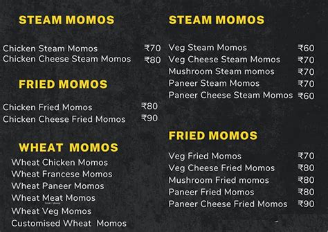 Menu of Momo Story, HSR, Bangalore