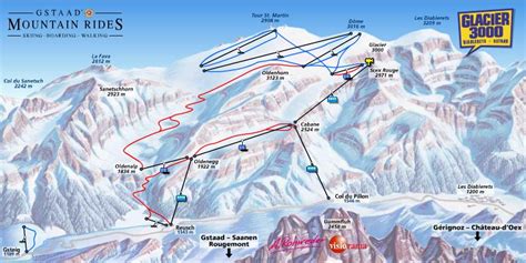 Gstaad Mountain Rides ski map, Berner Oberland, Switzerland, Europe