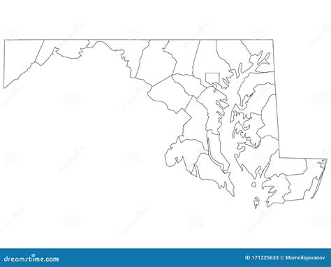 Counties Map of US State of Maryland Stock Vector - Illustration of ...