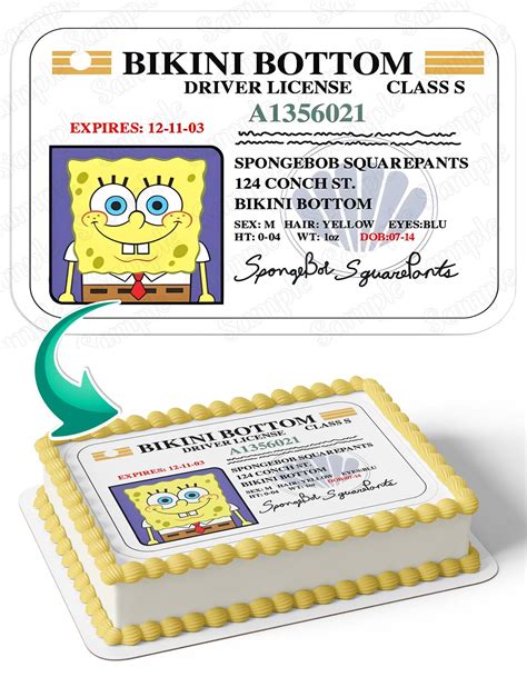 SpongeBob Bikini Bottom Driver License Edible Cake Toppers ...