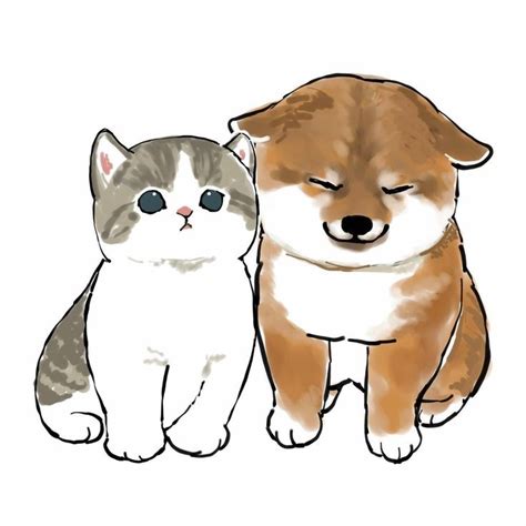 Ciao, Salut | Cat and dog drawing, Kitten drawing, Cute dog drawing