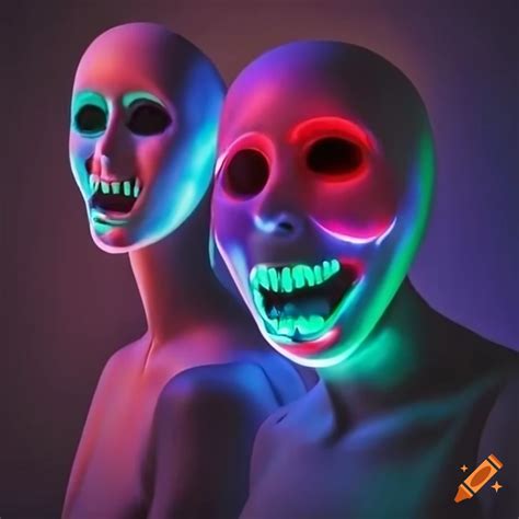 Scary mannequins dancing under colorful lights on Craiyon