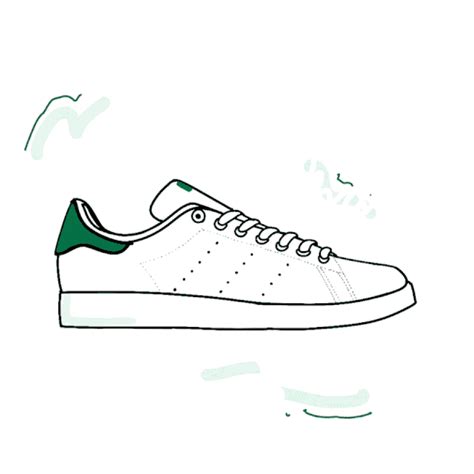 a drawing of a white and green shoe