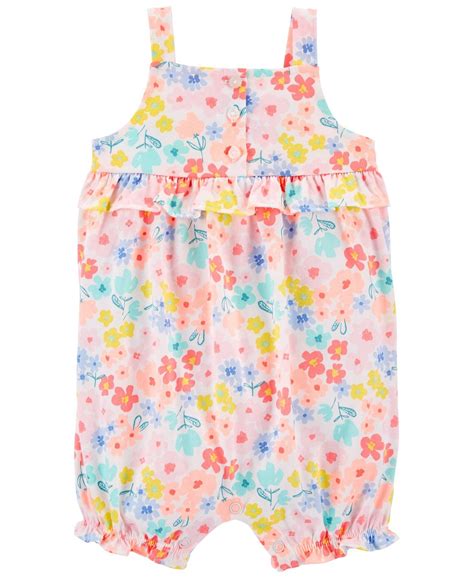 Carter's Baby Girls Floral Cotton Romper - BargainLow