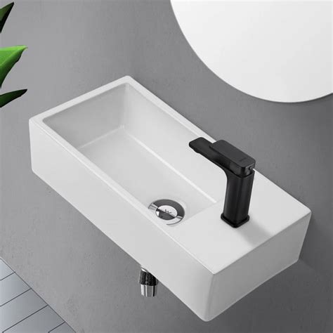 20cm Compact Wall Hung Wash Basin Bathroom Sink Narrow Small Space