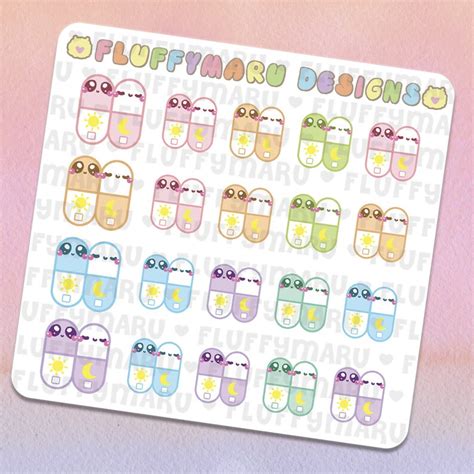 AM & PM Pills Planner Stickers Cute Stickers for Erin - Etsy