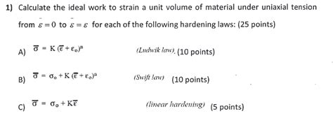 Solved Calculate the ideal work to strain a unit volume of | Chegg.com