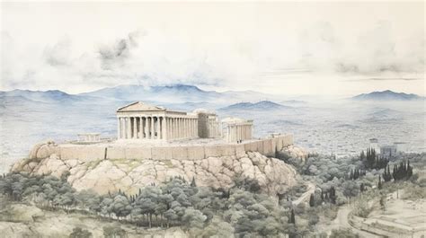 Premium AI Image | Majestic Parthenon Atop the Acropolis on Old Paper ...