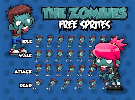 Free 2D character sprites with couple zombie, characters for your Halloween or horror game ...