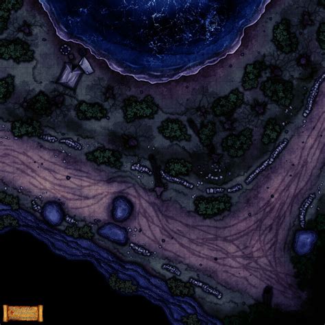 forest path road battlemap map dungeons and dragons dnd 5e rpg roleplaying pathfinder water lake ...