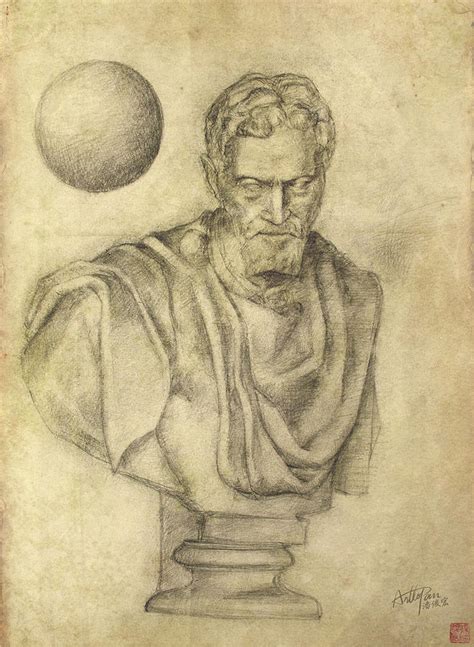 Michelangelo plaster statue-ArtToPan-realistic pencil sketch painting work Drawing by Artto Pan ...