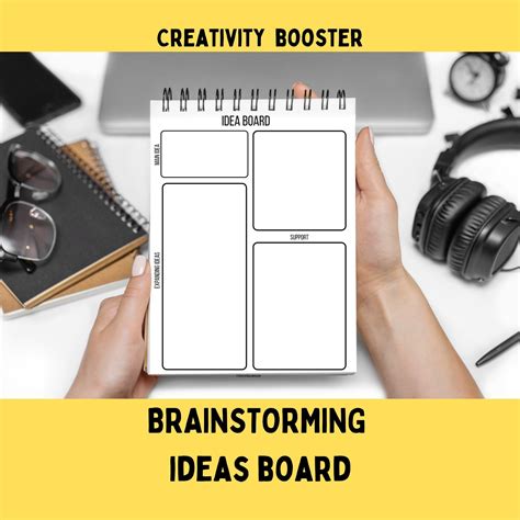 Idea Board Printable Black & White Brainstorming Sheet | Etsy