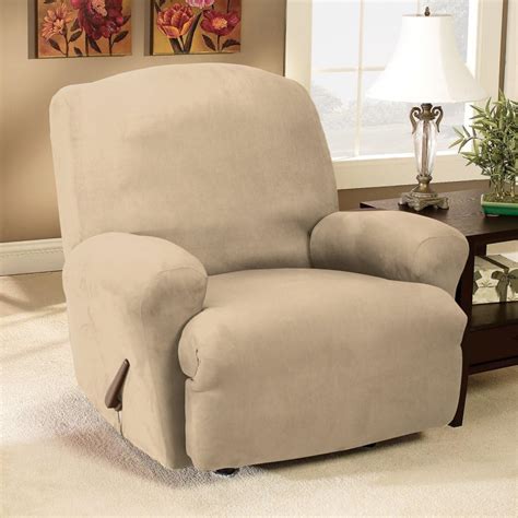 Taupe Recliner Slipcover SureFit Stretch Suede